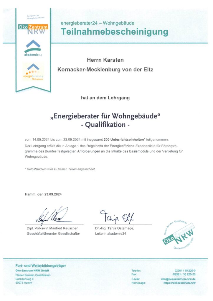 Energieberater für Wohngebäude